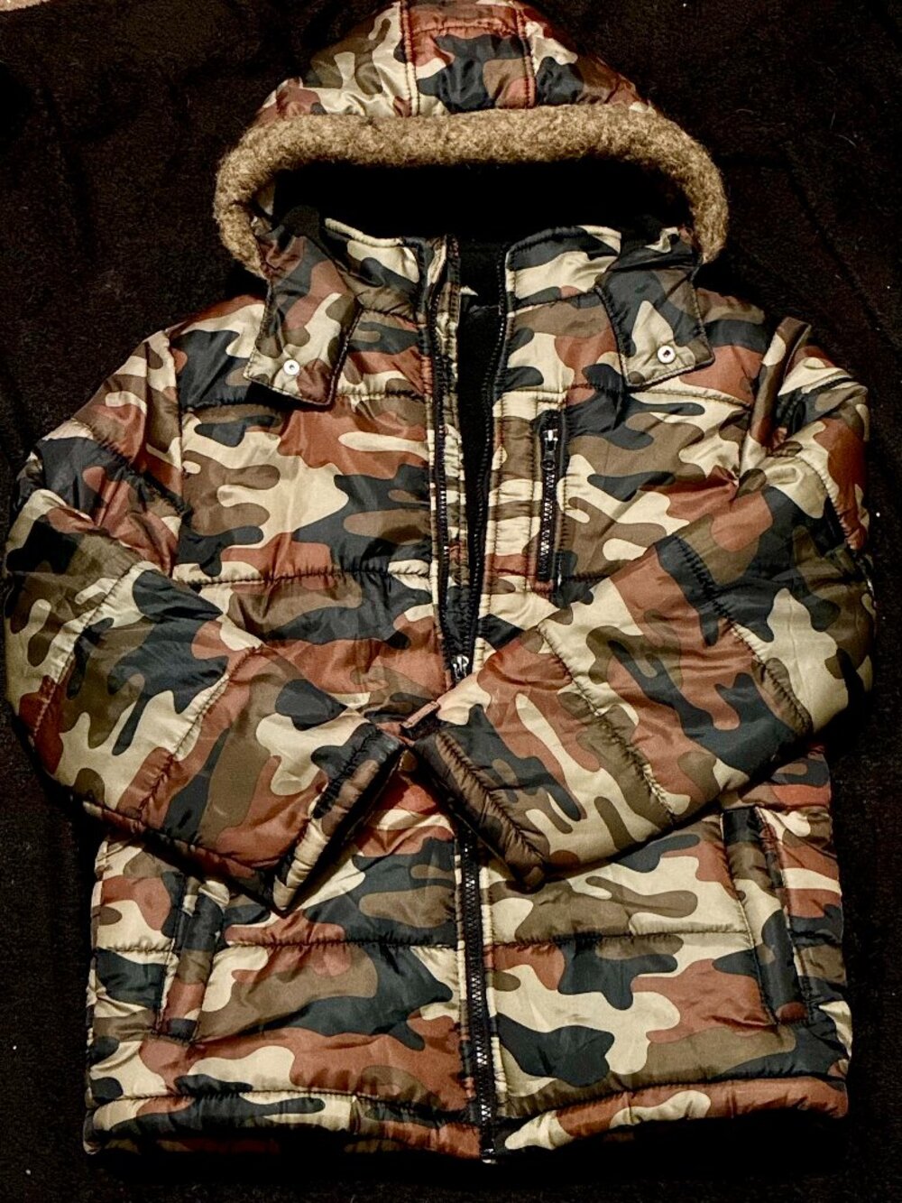 Quad Seven boys camo puffer jacket size 12/14